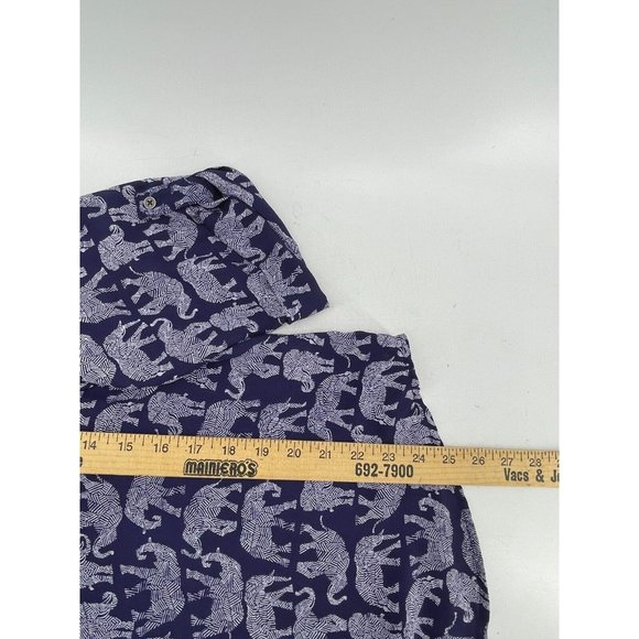 Mix by 41 Hawthorn Navy Blue Elephant Print Long Roll Tab Sleeve Top Shirt Small - Picture 11 of 12